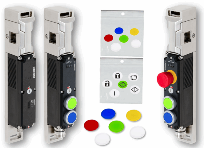 Sistema de protección de puertas compacto MGBS y sus opciones de lentes de colores para los pulsadores