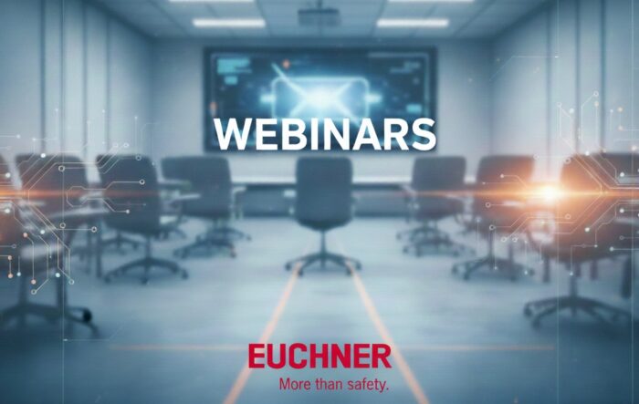 Cartel de presentación sobre Webinars de seguridad en maquinaria